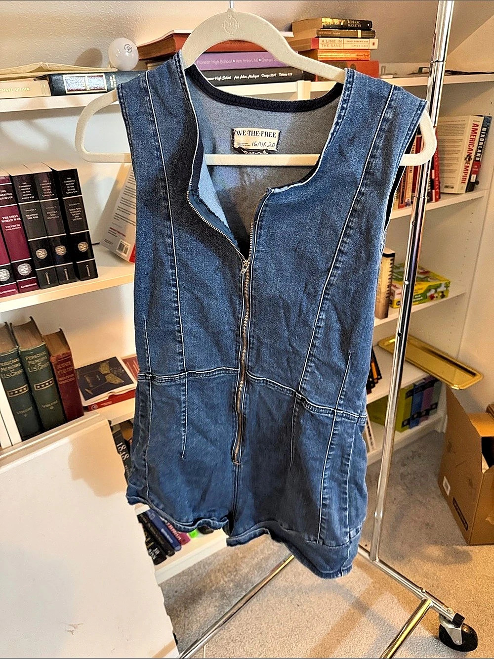 We the Free Denim Zip-Front Romper Size XL